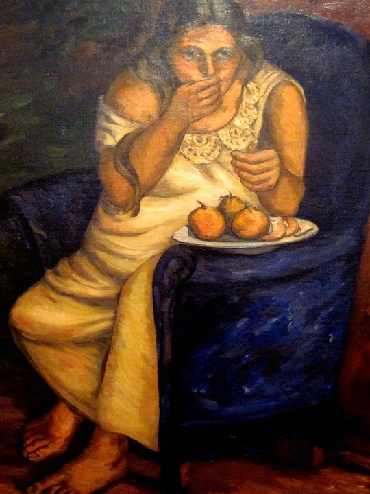 佩德罗·内尔·戈麦斯画他的妻子朱莉安娜吃橘子-哥伦比亚麦德林