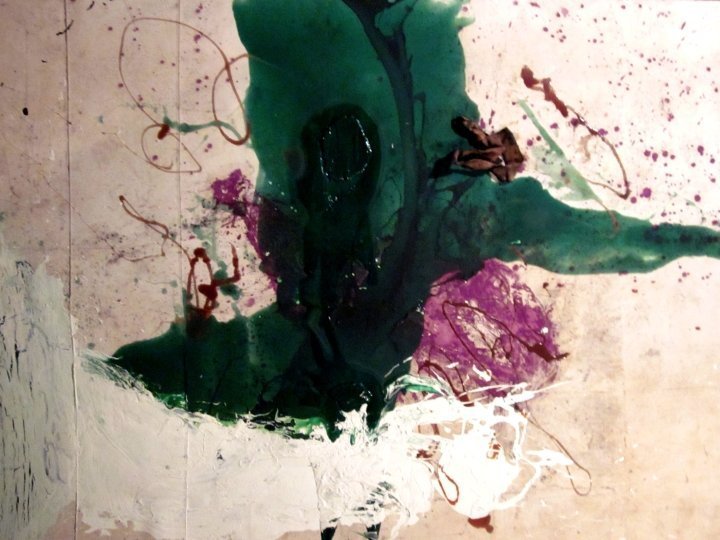 杰克逊·波洛克用颜料斑点画的画。