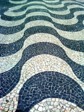 由Roberto Burle Marx设计的马赛克科帕卡巴纳海滨长廊波浪图案-里约热内卢巴西里约热内卢