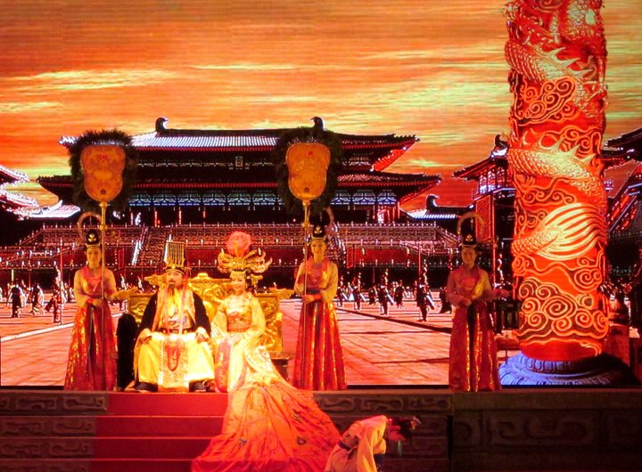 中国西安的唐代戏剧表演。