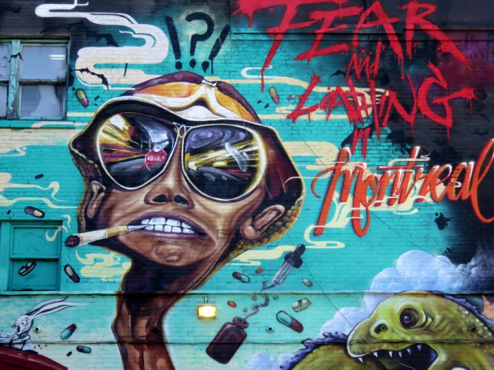 Fear and Loathing in Montreal - street art near St Catherine Street in the Latin Quarter