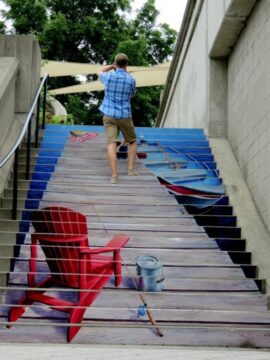 渥太华的公共艺术——渥太华市中心里多运河附近的彩绘楼梯