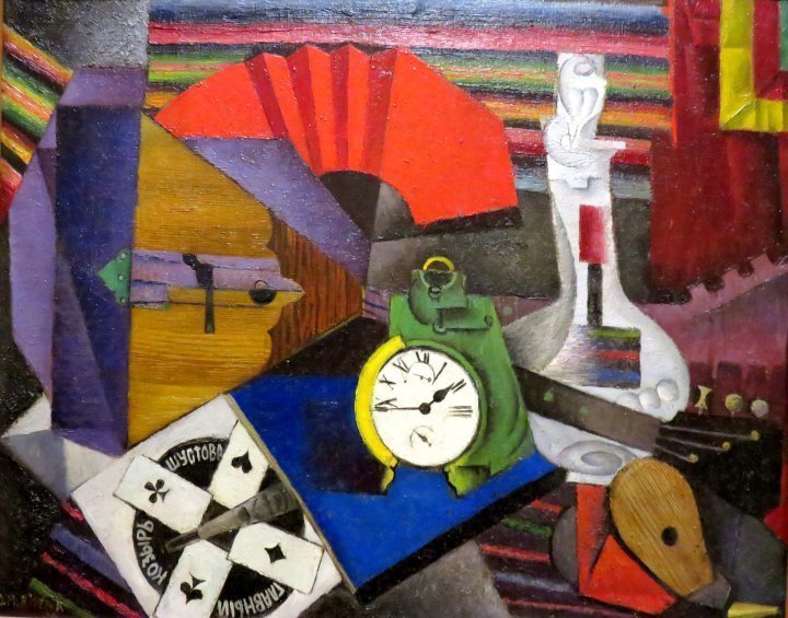 弗里达·卡罗博物馆-墨西哥城科约阿坎展出了迭戈·里维拉的立体派画作《闹钟》- 1934年