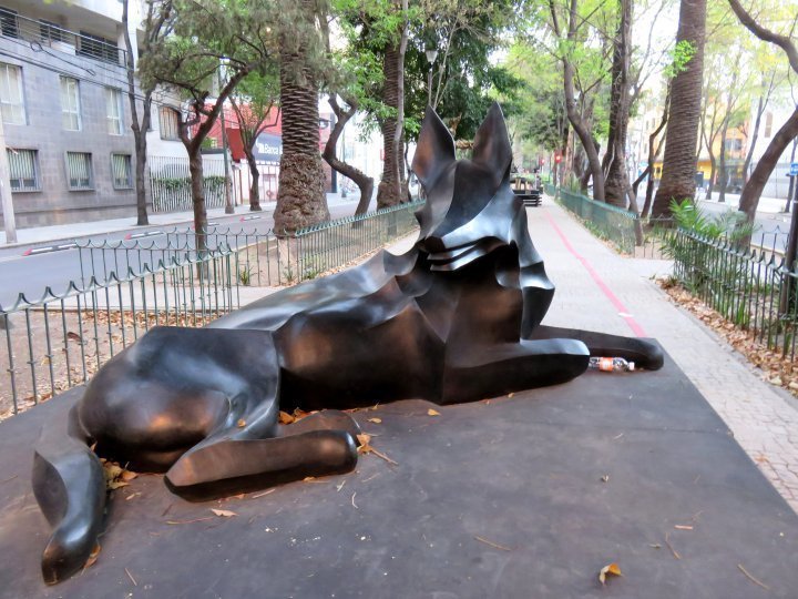郊狼雕塑墨西哥城。