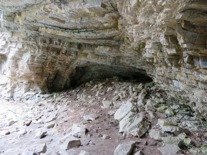 This cave can't be seen from the regular trail at Johnston Canyon