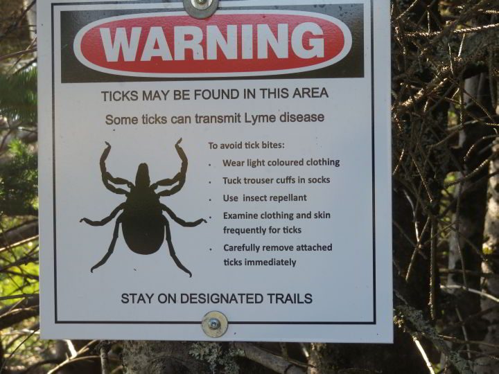 警告蜱虫和莱姆病。