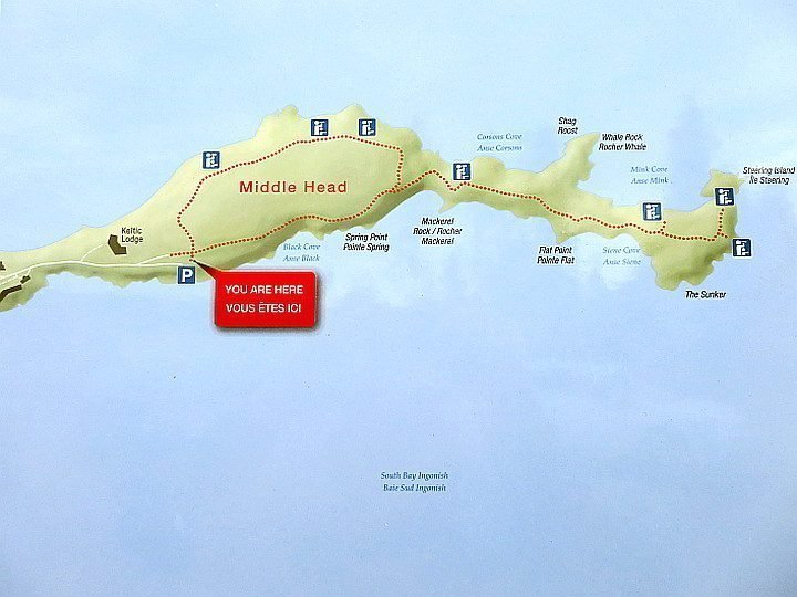 中头小径地图显示了布雷顿角半岛上可爱的海岸路线