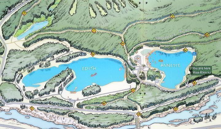 伊迪丝湖和安妮特湖的碧玉地图