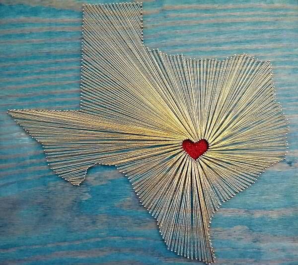 德克萨斯艺术地图，红心标记奥斯汀