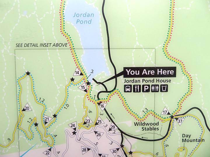 阿卡迪亚国家公园的地图显示约旦池塘房屋