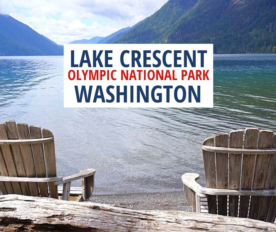 华盛顿新月湖奥林匹克国家公园，湖边的木椅。
