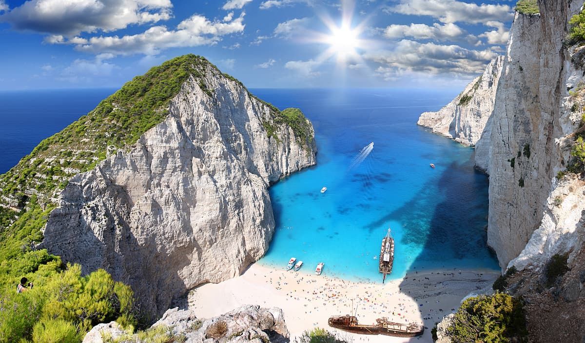 纳瓦吉奥海滩扎金索斯岛希腊最美丽的岛屿。