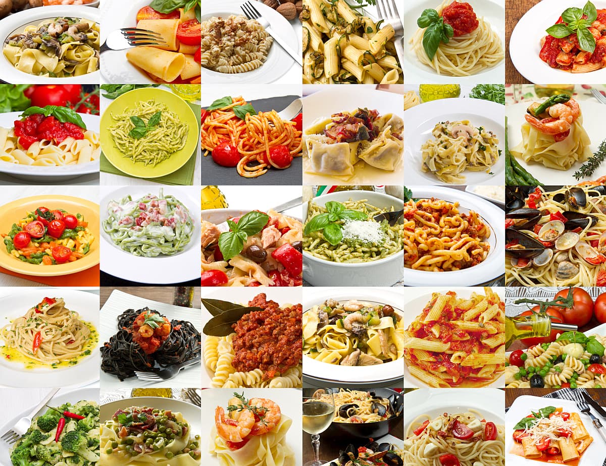 各种意大利面食，包括阿马特里西通心粉。