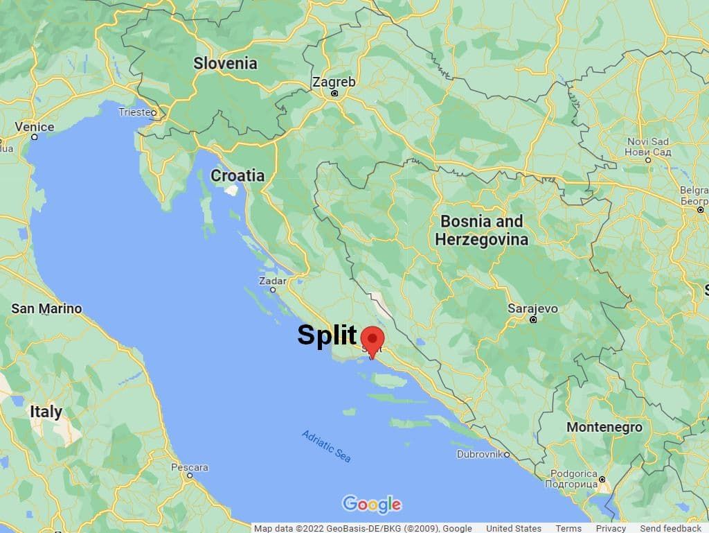 分裂克罗地亚标记在谷歌地图上。