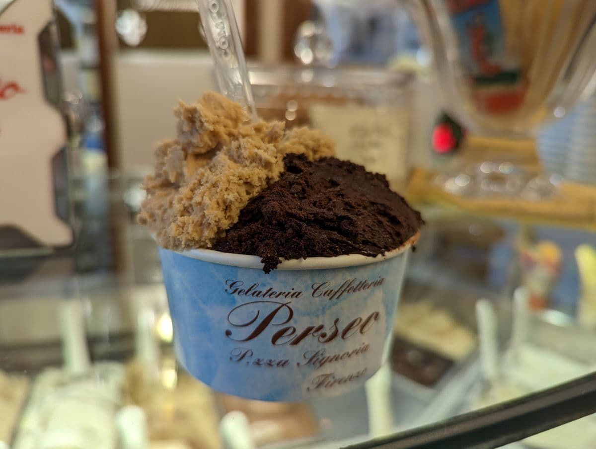 黑巧克力和咖啡口味的冰淇淋。